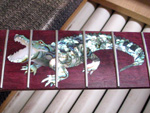 photo of an inlay of a caiman (Kaiman)