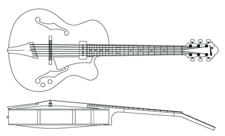 drawing of the Benetti acoustic archtop guitar
